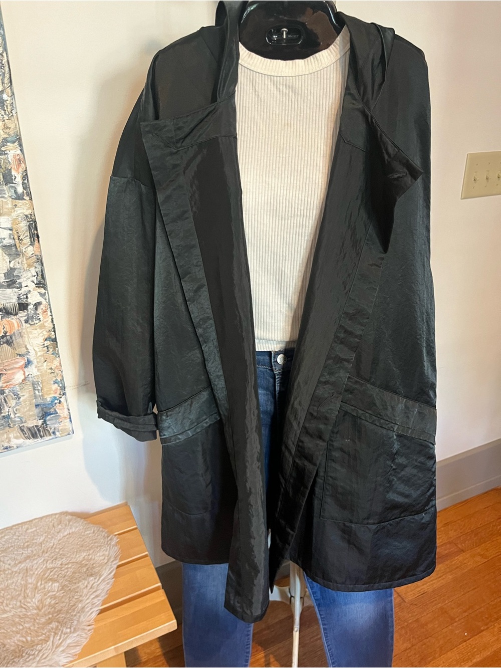 Vintage 80s LAPARKA Oversized Black Nylon Jacket